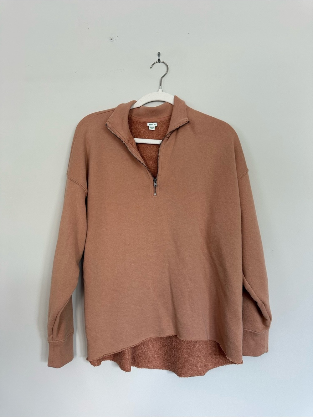 Aerie Women’s Half-Zip Fleece Pullover Sweater - Rust Orange